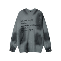 Automne hiver Longji vêtements Style américain lettre Jacquard tricoté pull avec trous paresseux coupe ample