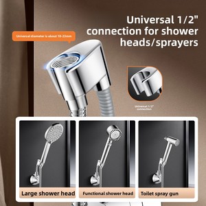 Potente Braccio <span class=keywords><strong>Doccia</strong></span> Elettroplaccato con Base Girevole Universale Rimovibile, Montaggio a Parete Senza Foratura per Bagno - Product Image 4