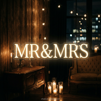 Enseigne lumineuse LED néon « Mr & Mrs » à lumière blanc chaud avec transformateur pour mariages, anniversaires, fêtes, hôtels, bars, décoration murale