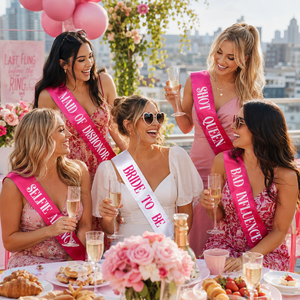 Pafu Favors de fête prénuptiale et enterrement de vie de jeune fille, 12 pièces, Kits de banderoles 'Future Marié<span class=keywords><strong>e</strong></span>', 'Équipe de la Marié<span class=keywords><strong>e</strong></span>', 'Témoinne d'honneur' et 'Druje' - Product Image 2