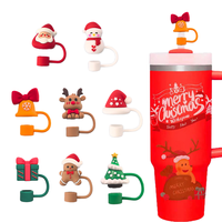 Lot de 8 capuchons en paille rouge de Noël pour tasse Stanley 10mm, accessoires réutilisables et mignons pour la fête de Noël.