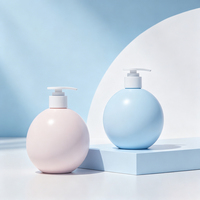 Bouteille cosmétique ronde en plastique PET de 250 ml avec pompe pulvérisatrice pour savon liquide, lotion, nettoyant visage