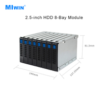 Modul HDD 2.5 Inch Miwin Custom OEM ODM 8 Bay, Casing Hard Drive NVME dengan Back Plate 2U 8 Disk NVME untuk Penggunaan Server