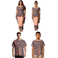 Logo Cetak Bunga Kustom untuk Keluarga, Pakaian Seragam Orang Tua-Anak, Kemeja Pria Polinesia, Puletasi Hawaii, Gaun Samoa, Set Keluarga