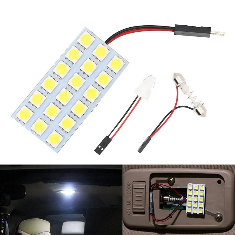 T10 ba9s luz para teto automotivo, 3 adaptadores, cob, 16, 18, 24, 36, 48, para área interna do carro, para leitura, lâmpada com fio