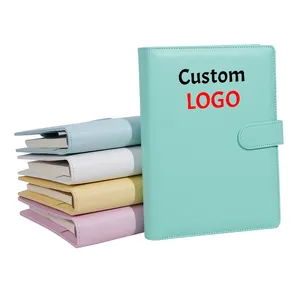 Groothandel Custom Logo 6 Ringen A5 A6 Pu Lederen Bindmiddel Notebooks Met Contant Geld Enveloppen Budgetplanner Binder