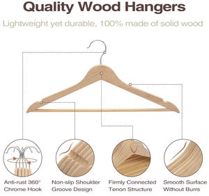 Grucce in Legno Premium per Pantaloni e Sciarpe con Design Scanalato, Appendiabiti in Legno con Supporti per Pantaloni e Sciarpe - Product Image 5