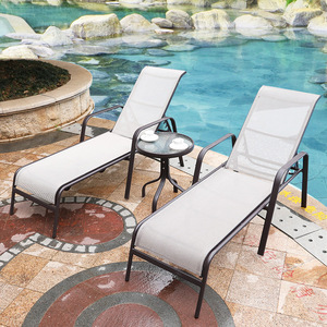 Y469 chaise longue portable en métal pour piscine Patio Garden Villa utiliser une chaise inclinable réglable résistante aux intempéries - Product Image 1