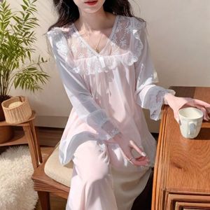 ملابس نوم جديدة للربيع والخريف ، بيجامات نوم نسائية شبكية بلون أحمر فاتح ، بيجامات جميلة للأميرة رياح - Product Image 1