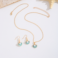 Parure de bijoux tendance en alliage avec pendentif coquillage émaillé festonné et chaîne dorée, thème océan, cadeau pour femme, artisanat Runcheng