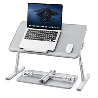 Bureau portable pliable pour ordinateur portable, plateau de 17 pouces pour le travail au lit, l'écriture, les repas, table multifonction pour ordinateur portable avec surface en cuir