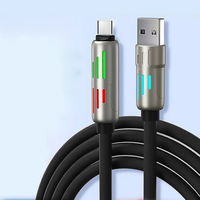 Kabel pengisian daya Cepat 240W 4 in 1, kabel Data USB Tipe C ke L dengan lampu pernapasan untuk ponsel