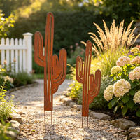 Décoration de jardin vintage personnalisée en fer forgé en forme de cactus pour pelouse, allée et porche extérieurs