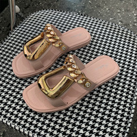 Vente en gros OEM de tongs pour femmes à bout ouvert, à semelle intermédiaire en PVC, à boucle en U et chaîne, ajourées, printemps été automne