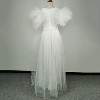 Robe de soirée de demoiselle d'honneur en gaze blanche ample fendue, grande taille 5XL