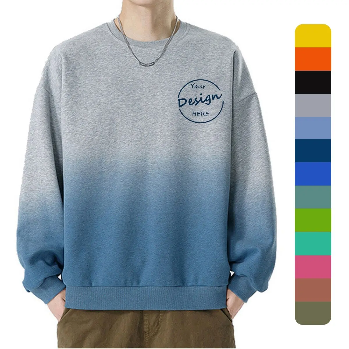 OEM wholesale winter new style men's pullover sweater long sleeve fashionable hoodie custom gradient sweatshirt