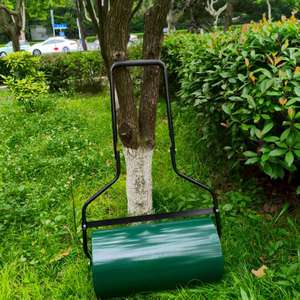Heavy Duty <b>Garden</b> Lawn Roller-Black+Green Iron Push Roller Ergonomic Handle 45L Capacity Powder Coated for Lawn Care Seed - Product Image 2