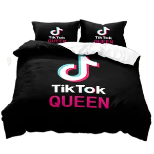 Novo design china duvet capa de edredão impressão conjunto 3d tiktok cama com zíper fechamento