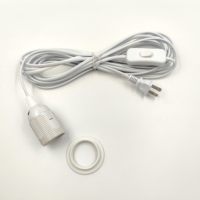 Prise plate standard américaine avec interrupteur à bouton 303 + support de lampe à anneau unique à filetage complet E26 + cordon d'alimentation de 6 mètres