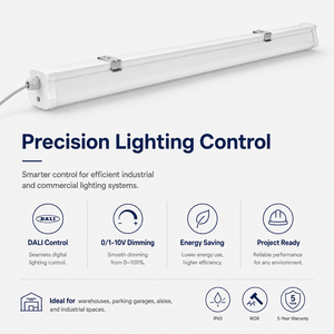 Lumière LED Triproof Dimmable DALI 0-10V IP65 IK08 pour entrepôt, parking, garage, éclairage <span class=keywords><strong>industriel</strong></span> - Product Image 5