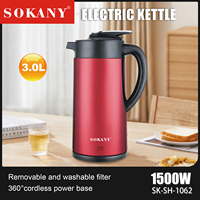 Bouilloire électrique sans fil Sokany en acier inoxydable avec bec verseur facile et protection contre la surchauffe
