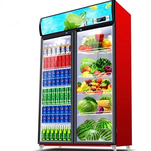 Large Capacity Double Layer <strong>Glass</strong> <strong>Doors</strong> Standing <strong>Drink</strong> Freezer Upright Beverage bar <strong>Fridge</strong> Refrigerator - Product Image 1