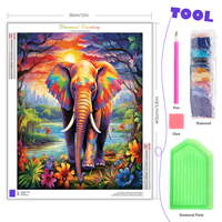 Éléphant diamant peinture pleine ronde 5d bricolage brodé Animal point de croix strass Art Home Decor 30x40cm/12x16inch