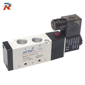 Airtac neumática 3/8 "NPT válvula solenoide 4V310-10 5 vías <span class=keywords><strong>2</strong></span> posiciones PT 3/8" bobina simple operada por piloto eléctrico - Product Image 1