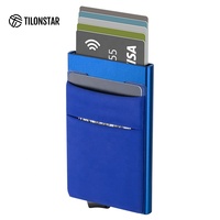 TILONSTAR TVC106 Hadiah Unik Pria Dompet Kartu Kredit RFID Billeteras Para Hombre Tempat Kartu Aluminium Pop Up