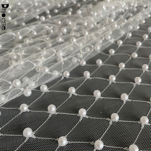 New 2022 Fancy Trắng mô hình lưới pearled vải cho váy cưới - Product Image 2
