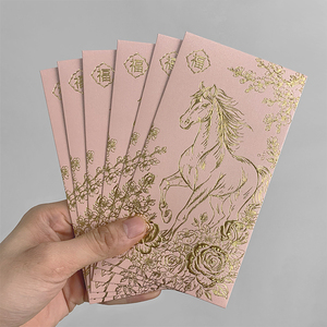 8 chiếc 2026 Trung Quốc năm mới màu đỏ gói may mắn tiền phong bì Hong Bao tùy chỉnh vàng lá phong bì Đỏ - Product Image 4