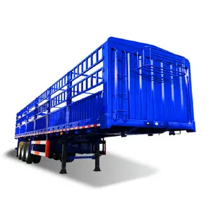 100 Tons cattle trailer livestock trailer 3 axles cargo animal sugar cane transport stake fence semi trailer truck