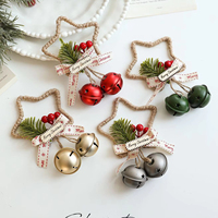 Nouvelle Décoration de Noël : Pendentif Clochette Cinq Étoiles, Décoration Murale, Décoration de Porte, Décoration pour Arbre de Noël, Décoration Clochette Nœud de Noël