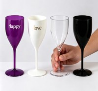 Flûte à champagne incassable en plastique PP, personnalisable avec logo, blanche ou transparente, pour mariage et fête
