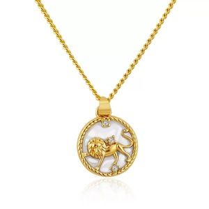 Collar de Lujo con Amuleto del Zodiaco <span class=keywords><strong>Aries</strong></span>, Acero Inoxidable Dorado, Incrustaciones de Madreperla y Circonita, Colgante de Ramo, Joyería, Regalo de Cumpleaños para Ella - Product Image 3