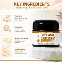 Crème hydratante anti-âge éclaircissante et nourrissante au curcuma et aux peptides pour tous types de peaux, enrichie en vitamine C