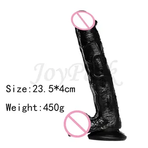 JoyPak 9,25 Zoll Big Dick Drop Versand Weich plastik PVC Kostenloses Muster produkt Riesiger schwarzer Dildo Penis und Vibratoren für Frauen