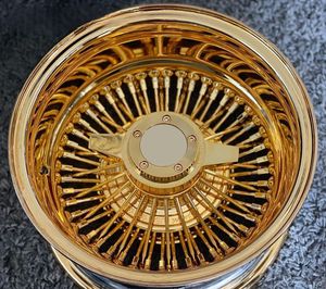 Nouvelle jante à rayons gravée 13x5.5 13x7 14x6 14x7 entièrement dorée à 72 rayons, à rayonnage croisé et droit, à déport profond, pour voiture classique - Product Image 1
