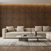 Panneau acoustique en bois rainuré 3D moderne, design géométrique concave-convexe, NRC 0.85, salon, appartement, chambre à coucher, hôtel