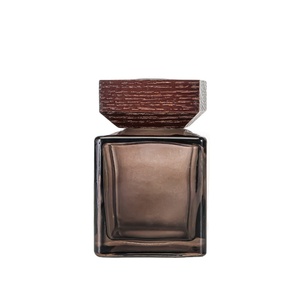 Luxury 150ml <strong>200ml</strong> 500ml Black Amber Frosted Custoom Reed <strong>Diffuser</strong> Glass Bottle with Wooden Lids square <strong>Aroma</strong> Fragrance Bottle - Product Image 2