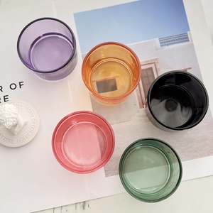 Best-selling Thick-colored Transparent Glass Candle <b>Stand</b> Embossing <b>Printing</b> High Quality Household Flameless Aromatherapy Jar - Product Image 4