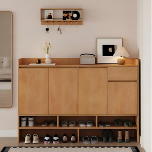 XHA Oak Wood Tone ENF Level Custom Furniture, Hallway Entryway <b>Storage</b> <b>Shoe</b> Cabinet - Product Image 5