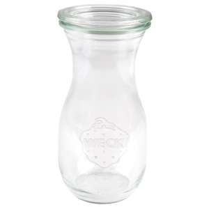 WECK -Saftflasche Einkochwelt 250ml mit 60mm Rundranddeckel und Siegeletikett Rot/Weiß kariert - Product Image 1