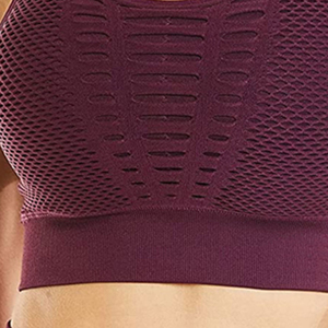 Conjunto de Yoga de Dos Piezas Color Morado, Leggings de Cintura Alta, Top Corto sin Costuras con Espalda Cruzada, Color Sólido, Elástico en Cuatro Direcciones, Transpirable - Product Image 4