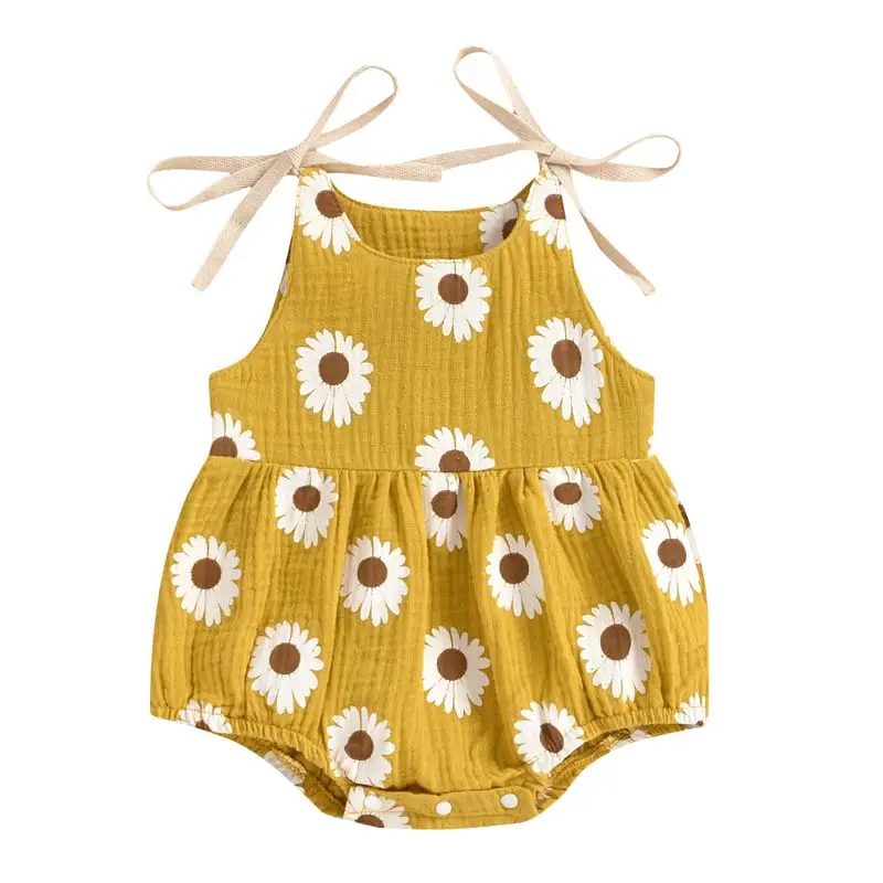 2024 trending produtos Casual Infantil Verão Roupas Bebê Meninas Daisy Playsuits Baby Flower Print Rompers SLBR-019
