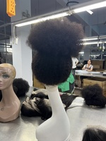 Perruque queue de cheval Afro 360 en dentelle transparente avec cordon de serrage et frange, 100% cheveux naturels non traités, perruque frontale en dentelle 13*6, 16~40 pouces