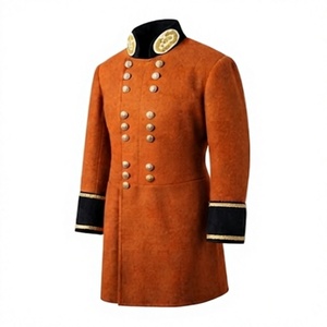 <b>Vintage</b> Style Men's Winter Waterproof Woolen Overcoat Long <b>Coat</b> Embroidered Button Front Historic Costume Jacket - Product Image 3