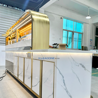 KLEADONE Comptoir chauffant électrique moderne personnalisé pour restaurants et hôtels, en acier inoxydable avec cadre lumineux sur mesure