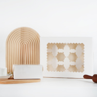 Boîte d'emballage de gâteaux blancs, grille, 12 pièces, trous, papier, Cupcake, boulangerie, Muffin, boîte d'emballage de gâteaux, récipient avec fenêtre, Offre Spéciale
