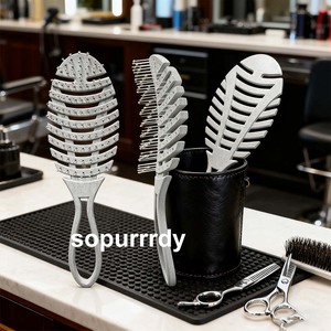 Brosse démêlante en paille de blé personnalisable avec logo, brosse courbée pour cheveux bouclés pour femmes, brosse ventilée à dents larges pour cheveux secs - Product Image 6